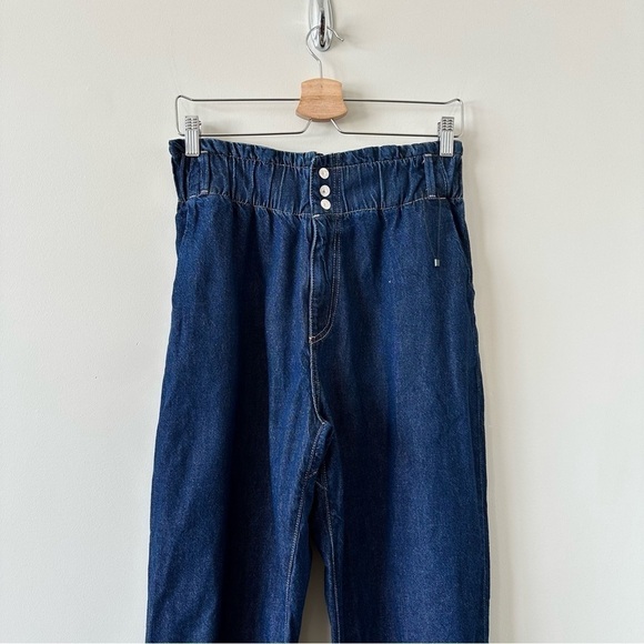 Nwot-zara-high Rise PaperBag Slouchy Pleated Rolled Hem Jeans (Size:6US) - Picture 5 of 10